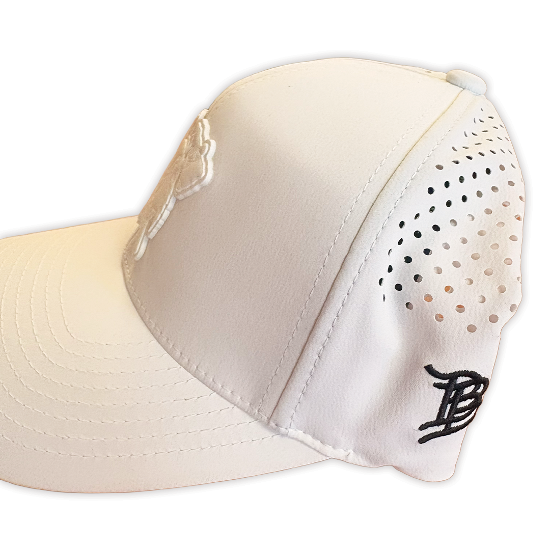 Branded Bills HAWKS Hat - WHITE W/ STEALTH FLAG SIDE PATCH (Adjustable)