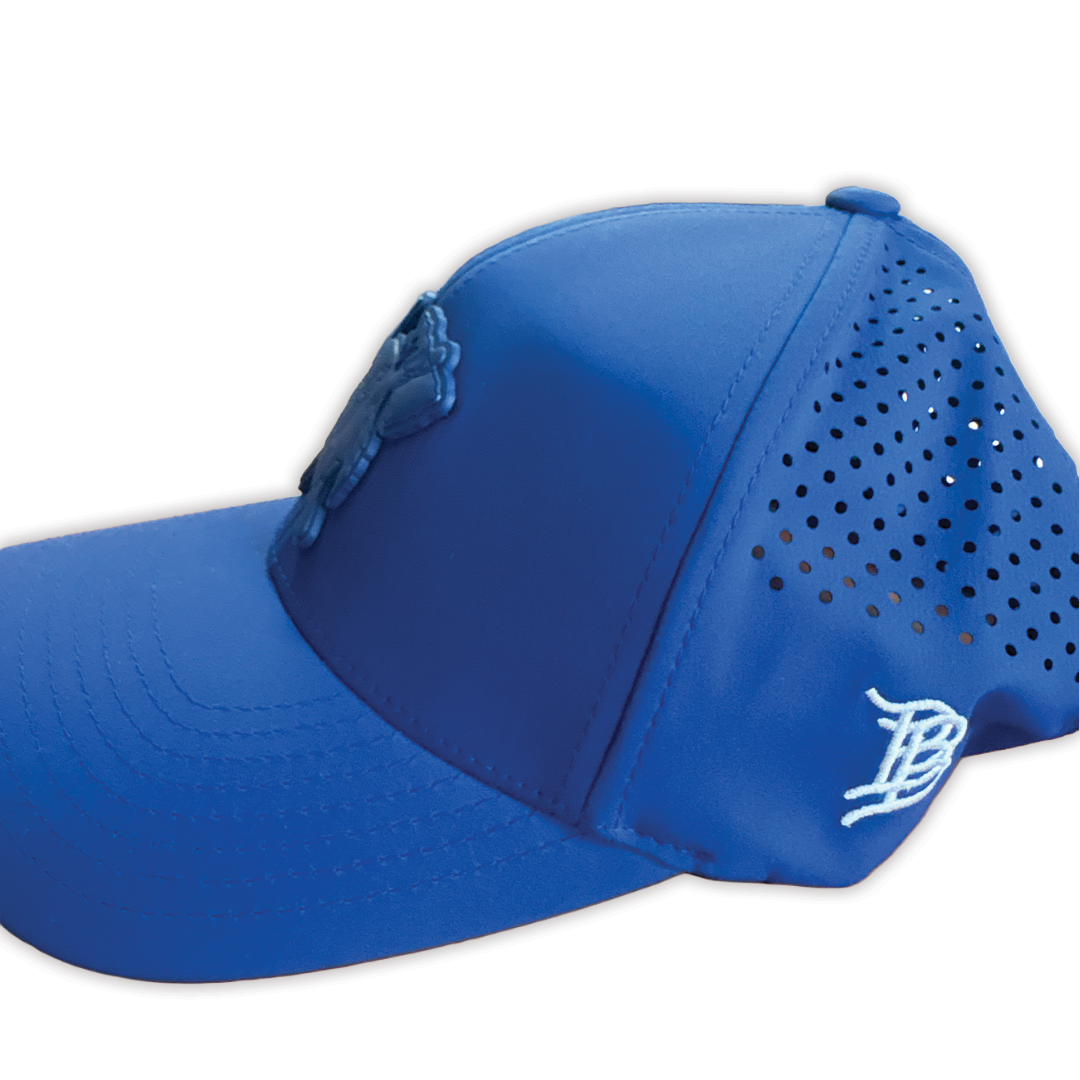 Branded Bills HAWKS Hat - BLUE W/ FULL COLOR FLAG SIDE PATCH (Adjustable)