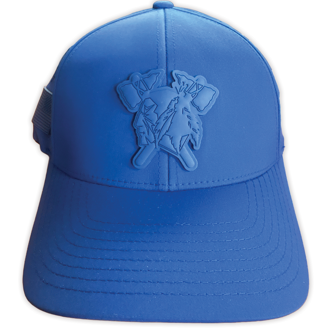 Branded Bills HAWKS Hat - BLUE W/ STEALTH FLAG SIDE PATCH (Adjustable)