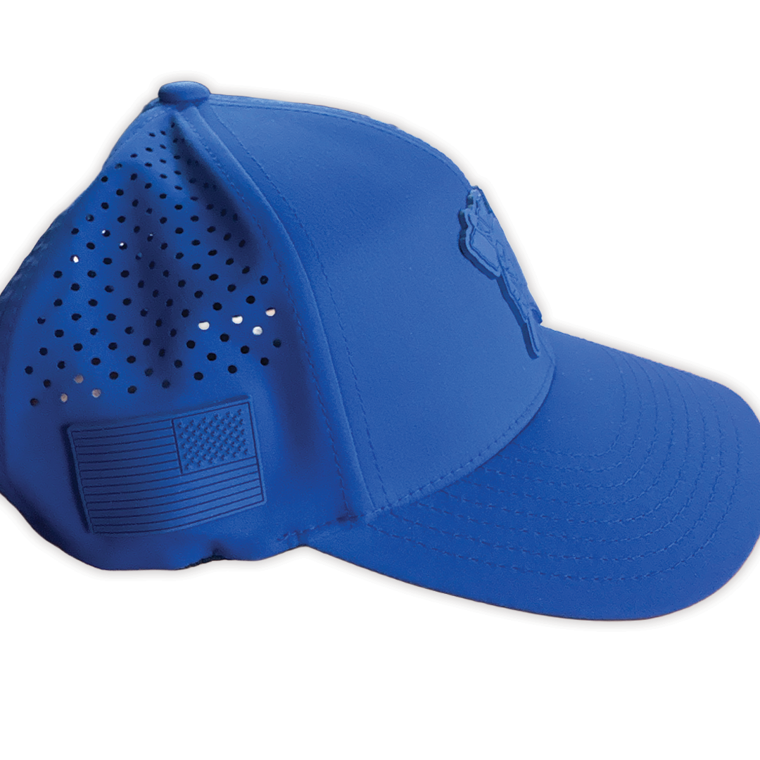 Branded Bills HAWKS Hat - BLUE W/ STEALTH FLAG SIDE PATCH (Adjustable)