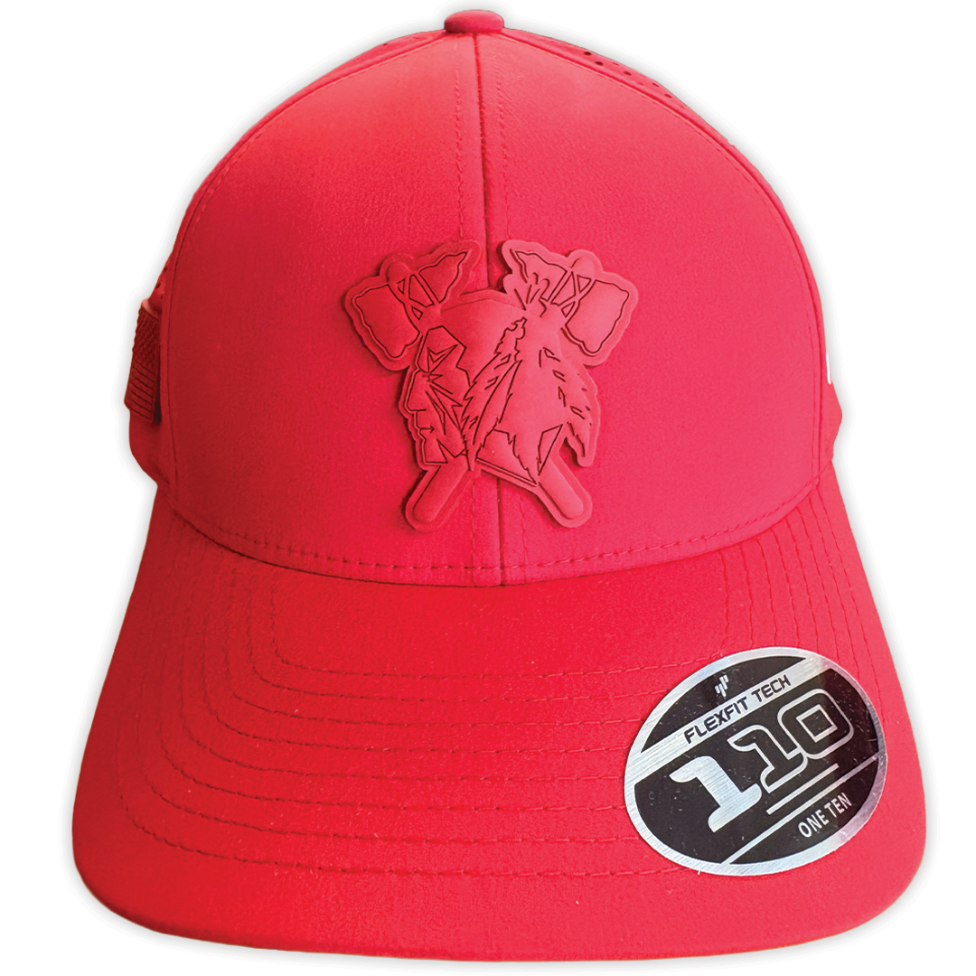 Branded Bills HAWKS Hat - RED W/ FULL COLOR FLAG SIDE PATCH (Adjustable)