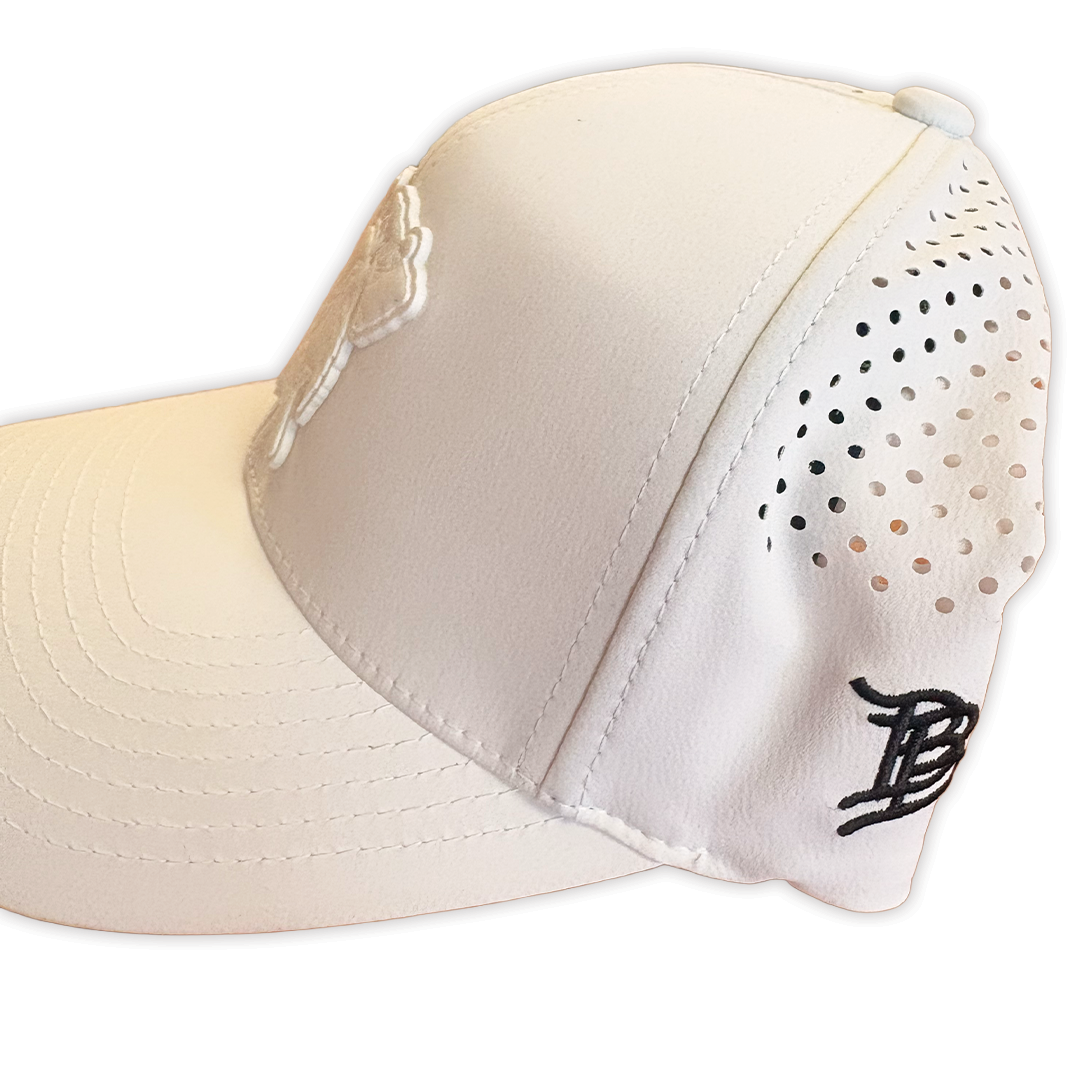 Branded Bills HAWKS Hat - WHITE W/ FULL COLOR FLAG SIDE PATCH (Adjustable)