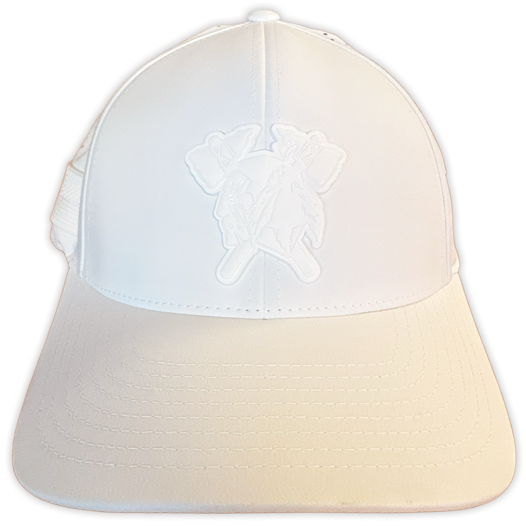 Branded Bills HAWKS Hat - WHITE W/ STEALTH FLAG SIDE PATCH (Adjustable)
